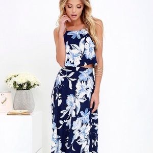 Love for Lanai Navy Blue Floral Two Piece Maxi